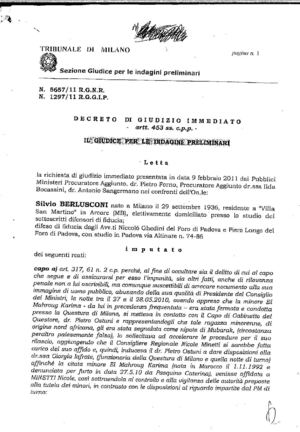 Il documento del Gip su Berlusconi 