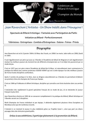Exhibition Billard Artistique - Jean Reverchon Champion du Monde - Un Show Inédit dans l'Hexagone !