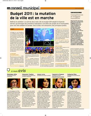 Budget 2011, la mutation de la ville est en marche - TOUS MONTREUIL n°48