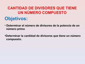 Cantidad de divisores que tiene un numero compuesto