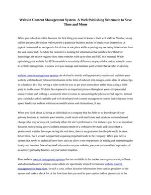 Website Content Management System  A Web Publishing Schematic to Save Time and Money