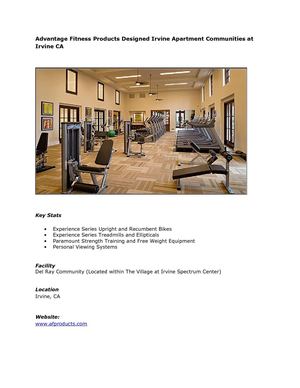 Advantage Fitness Products Designed Irvine Apartment Communities at Irvine CA
