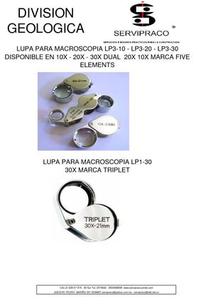LUPAS PARA MACROSCOPIA