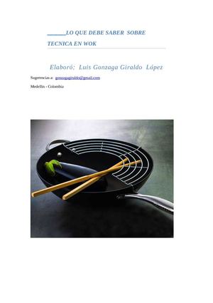 tecnica culinaria en wok y algunas recetas