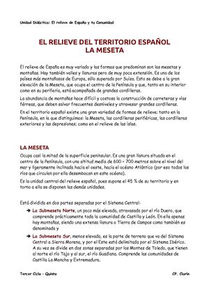 El relieve de España - La meseta