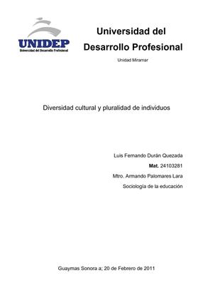 Diversidad cultural y pluralidad de individuos