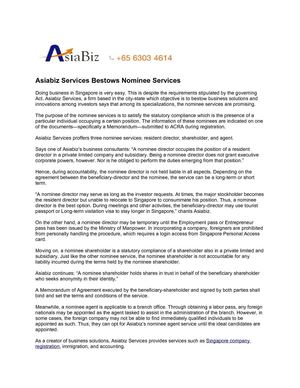 Asiabiz Services Bestows Nominee Services