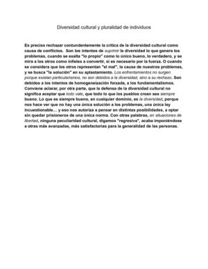 diversidad cultural y pluralidad de individuos