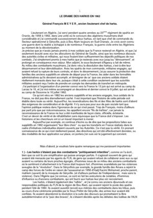 Le drame des Harkis en 1962 par le Général François Meyer