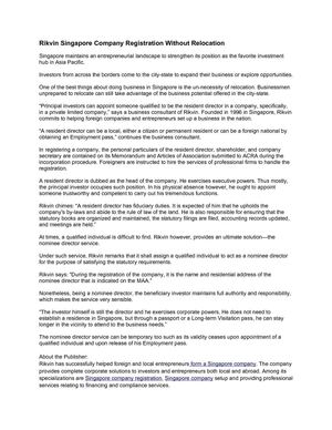 Rikvin Singapore Company Registration Without Relocation