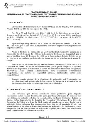 HABILITACIÓN DE PROFESORES PARA CENTROS DE FORMACIÓN DE GUARDAS PARTICULARES DEL CAMPO