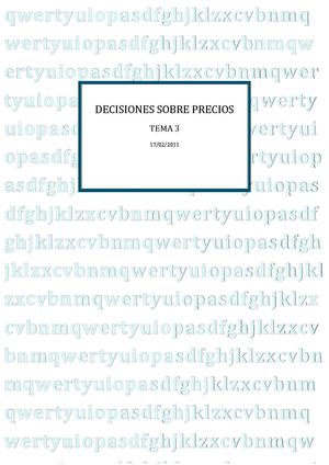 Tema 3. Decisiones sobre Precios