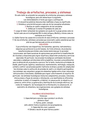TRABAJO DE ARTEFACTOS , PROCESOS Y SISTEMAS