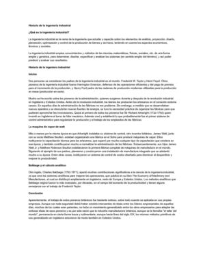 Historia de la Ingenieria Industrial