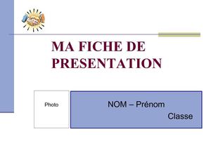 MA FICHE DE PRESENTATION Portfolio