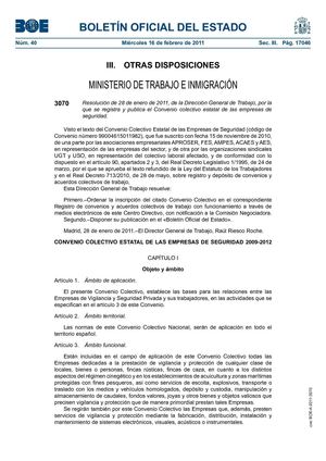 Convenio Colectivo Estatal de las empresas de Seguridad Privada 