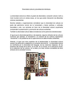 La diversidad cultural y la pluralidad de individuos
