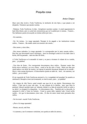 Poquita cosa, un cuento de Chejov