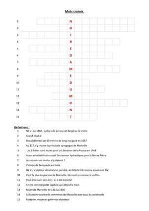Mots croisés Notre Dame du Mont