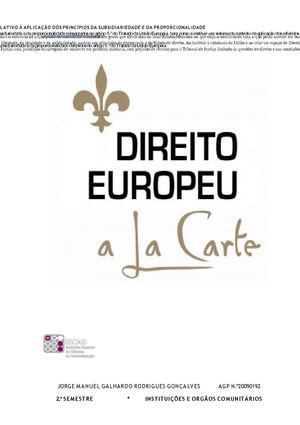 DIREITO EUROPEU Á LA CARTE