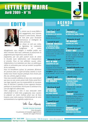 Lettre du Maire Avril 2009