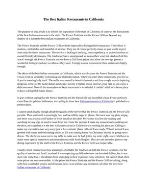 The Best Italian Restaurants in California