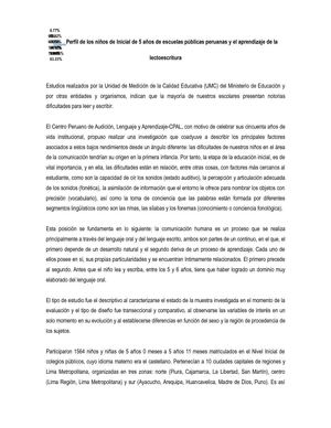Perfil de los niños de Inicial de 5 años de escuelas públicas peruanas y el aprendizaje de la lectoescritura