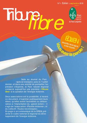 Journal du Parc naturel régional du Haut-Languedoc "Spécial éolien" - Septembre 2010