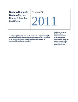 Business Research: Business Market Research Data for Real Estate  