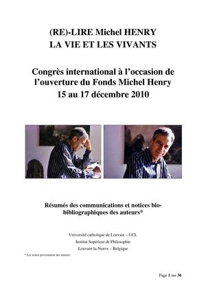 Le congrès de Louvain à l'occasion de l'ouverture du Fonds M. Henry