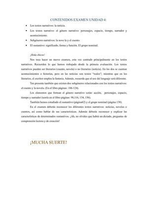 CONTENIDOS EXAMEN UNIDAD 4