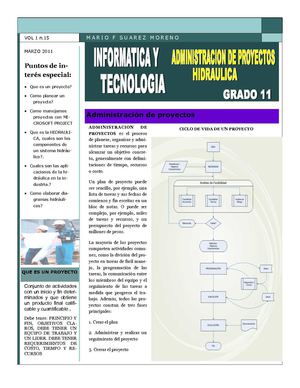 proyectos con microsoft project y la hidraulica