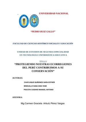 PROTEGIENDO NUESTRAS ECORREGIONES DEL PERU CONTRIBUIMOS A SU CONSERVACION