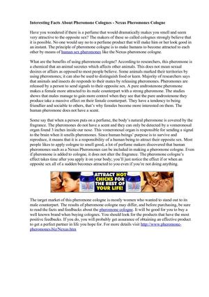 Interesting Facts About Pheromone Colognes - Nexus Pheromones Cologne