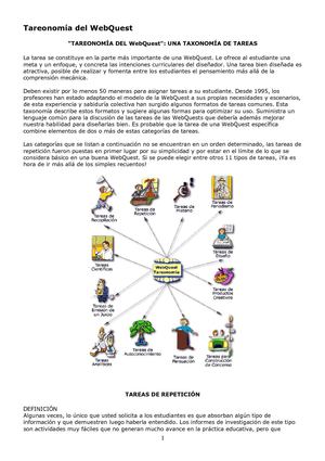TAREONOMÍA DEL WEBQUEST