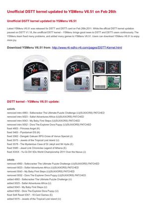 Unofficial dstt kernel updated - latest YSMenu V6.51 released