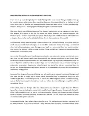 Deep Sea Diving:  Career for Those Who Love Diving