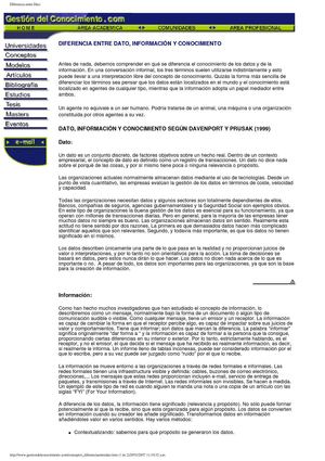 DIFERENCIA ENTRE DATO, INFORMACIÓN Y CONOCIMIENTO
