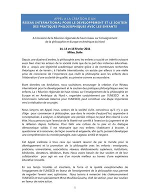 Appel réseau international philo enfants
