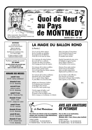 Quoi de neuf au Pays de Montmédy - mars 2011