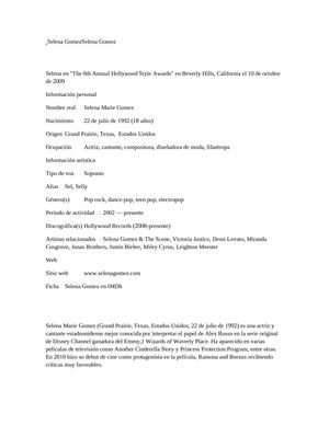 Biografia de Selena Gomez