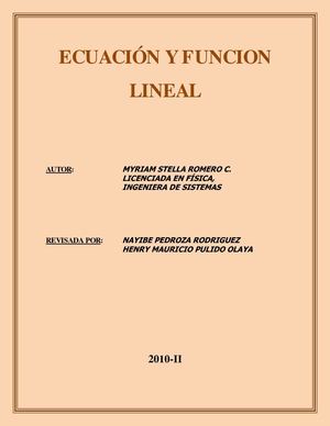 Ecuacion y función lineal