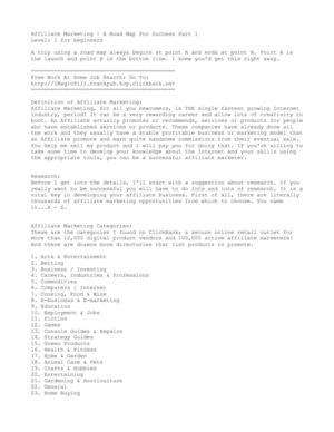 Affiliate Marketing | A Road Map For Success Part 1