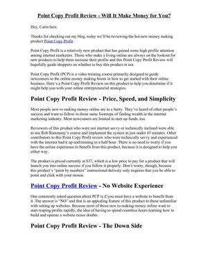 Point Copy Profit Review - Will It Make Your Any Money?