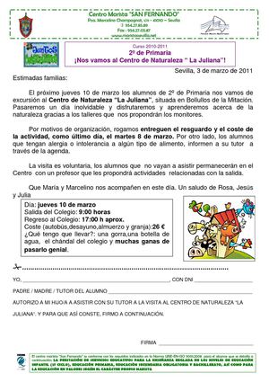 Circular Centro de la Naturaleza La Juliana  2º Primaria
