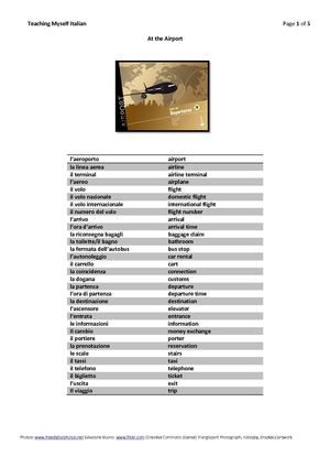 Italian Vocabulary-At The Airport