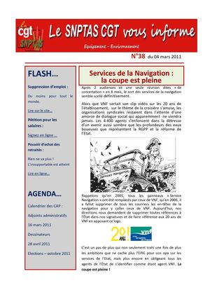 Le SNPTAS-CGT vous informe n°38 du 4 mars 2011