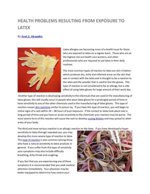 Health Problems Resulting From Exposure to Latex - EnvironmentalDiseases