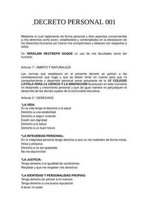 DECRETO PERSONAL 001