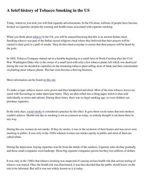 A brief history of tobacco smoking in the US